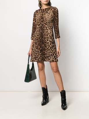 Dolce & Gabbana Leopard-Print Crepe Minidress