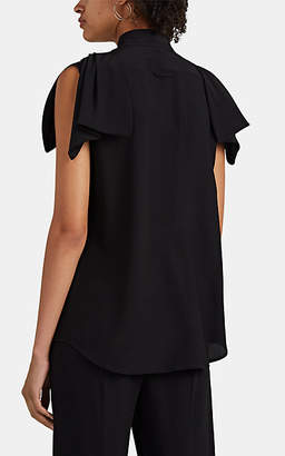 Prada Women's Silk Pleated-Panel Blouse - Black