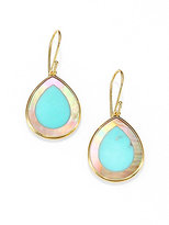 Thumbnail for your product : Ippolita Polished Rock Candy Turquoise, Brown Shell & 18K Yellow Gold Mini Teardrop Earrings