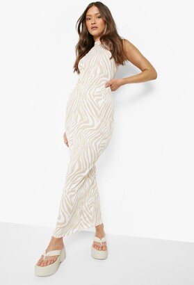 boohoo Rib Sleeveless Maxi Dress Zebra Print
