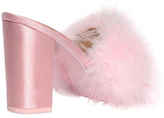 Thumbnail for your product : Katy Perry 100mm Bon-Bon Faux Feather & Satin Mules