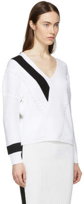 Rag & Bone White and Black Cricket V-Neck Sweater