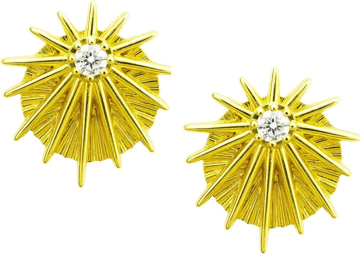 The Gala Gold-Tone Starburst Stud Earrings With Center Crystal