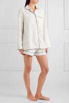 Thumbnail for your product : Three J NYC Phoebe Striped Cotton-flannel Pajama Set - White