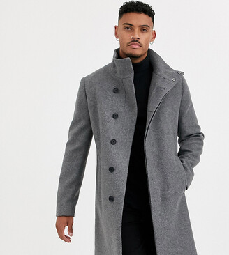 ASOS DESIGN funnel neck wool mix jacket in grey - ShopStyle