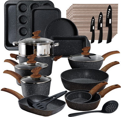 Prep & Savour Donnovin 30 - Piece Non-Stick Aluminum Cookware Set