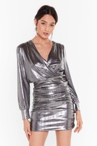 Thumbnail for your product : Nasty Gal Womens Let's Have a Good Shine Metallic Mini Dress - Grey - L