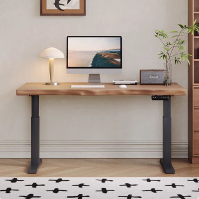 Wren Decors Brown Rectangular Hight adjustable Solid Wood desk