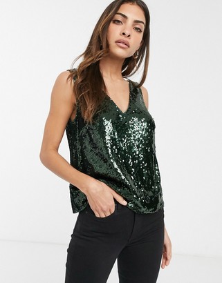Asos Design DESIGN v neck sequin cami