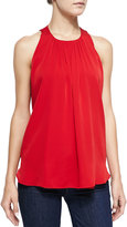 Thumbnail for your product : L'Agence Gathered-Neck Sleeveless Silk Tank