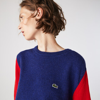 Lacoste Women's Made in France Crew Neck Colourblock Wool Sweater -  ShopStyle