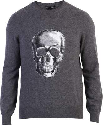 Alexander McQueen Grey Skull Print Sweater