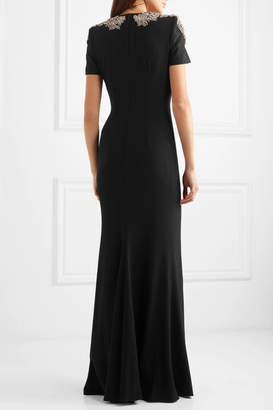 Alexander McQueen Embellished Crepe Gown - Black