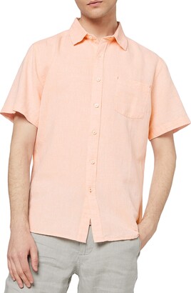 Isle Bay Linens Men's Standard Fit Short Sleeve Linen Cotton Button-Down Shirt 