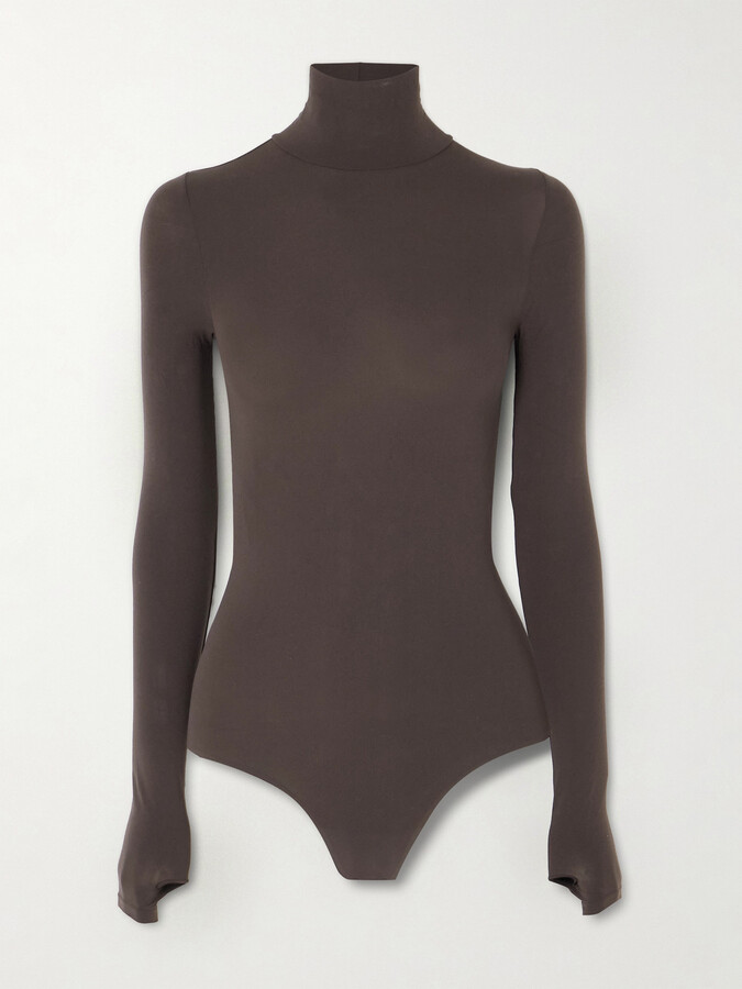 Commando Stretch-jersey Turtleneck Thong Bodysuit - Brown