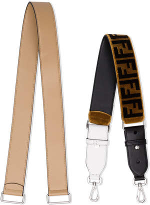 Fendi black and brown leather velvet bag straps