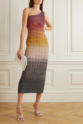 metallic knit one shoulder dress