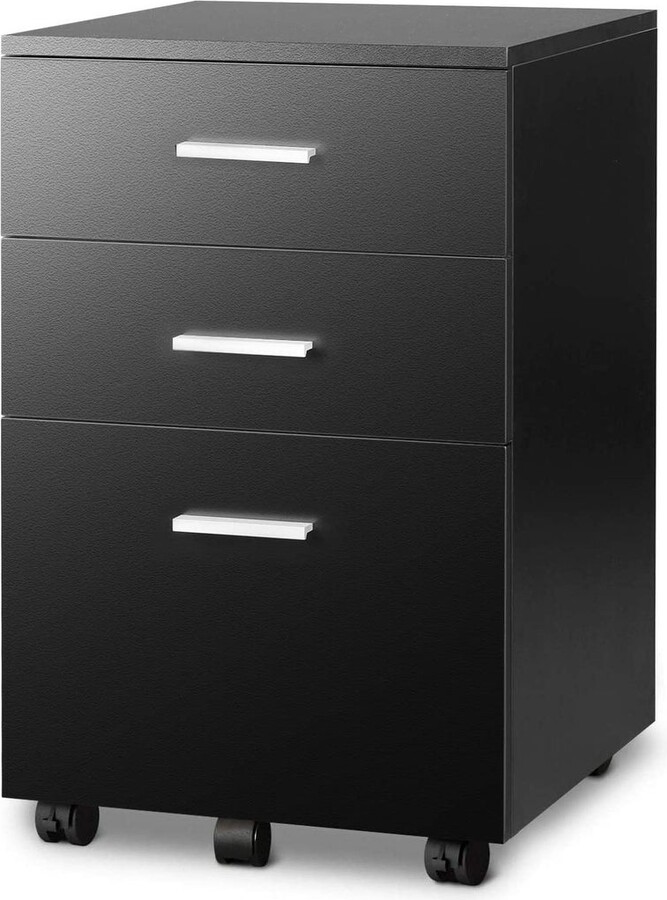 Global Pronex 3 Drawer Wood Mobile File Rolling Filing