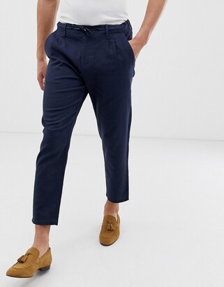 ONLY & SONS slim fit linen mix pants in navy
