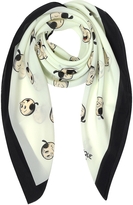 Thumbnail for your product : Moschino Boutique Black & White Olive Oyl Cartoon Printed Crepe Silk Square Scarf