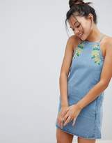 Thumbnail for your product : Influence Floral Embroidered Denim Shift Dress