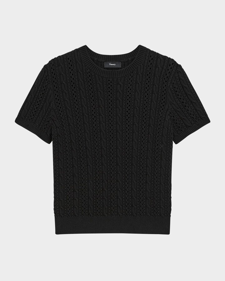 Crewneck Cable-Knit Tee