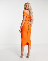 Thumbnail for your product : Vesper bardot midi dress in orange