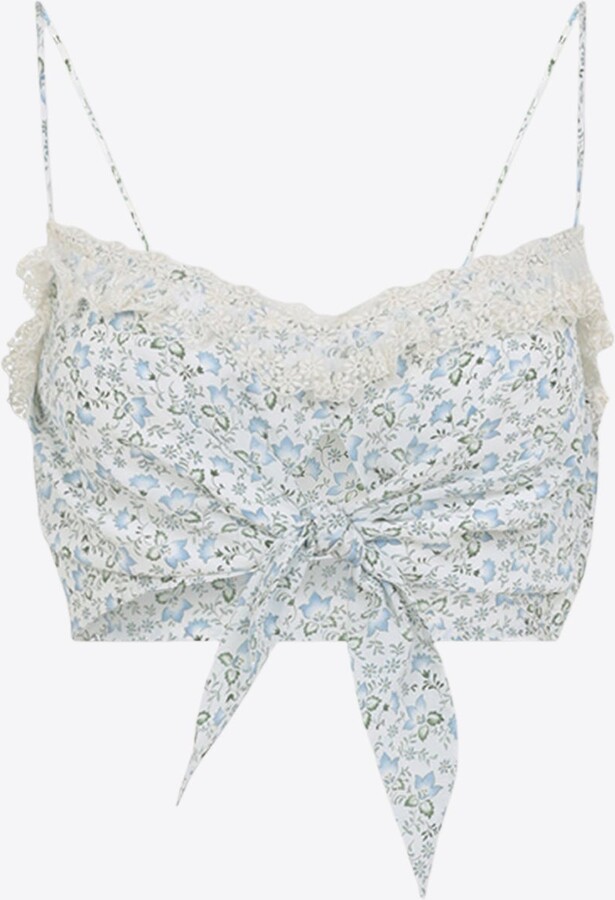 Ermanno Scervino Floral Print Silk Cropped Top