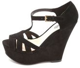 Thumbnail for your product : Charlotte Russe Cut-Out Peep Toe T-Strap Platform Wedges