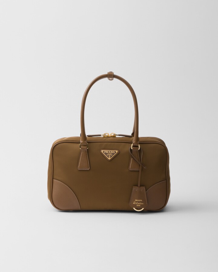 Prada Large Re-Nylon and leather top-handle bag - ShopStyle