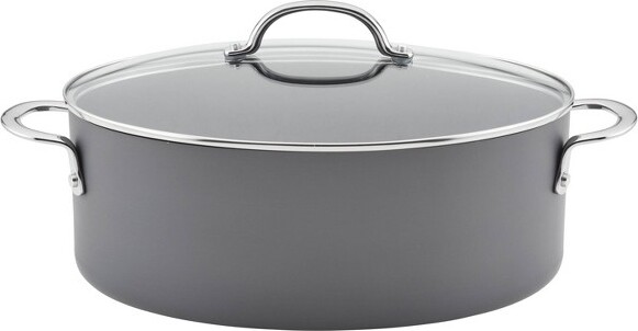 Rachael Ray 4qt Enameled Cast Iron 3-in-1 Dutch Oven Skillet Saute Combo  Gray