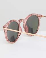 Thumbnail for your product : ASOS DESIGN Round Sunglasses With Metal Arms And Flash Lens In Pink Marble