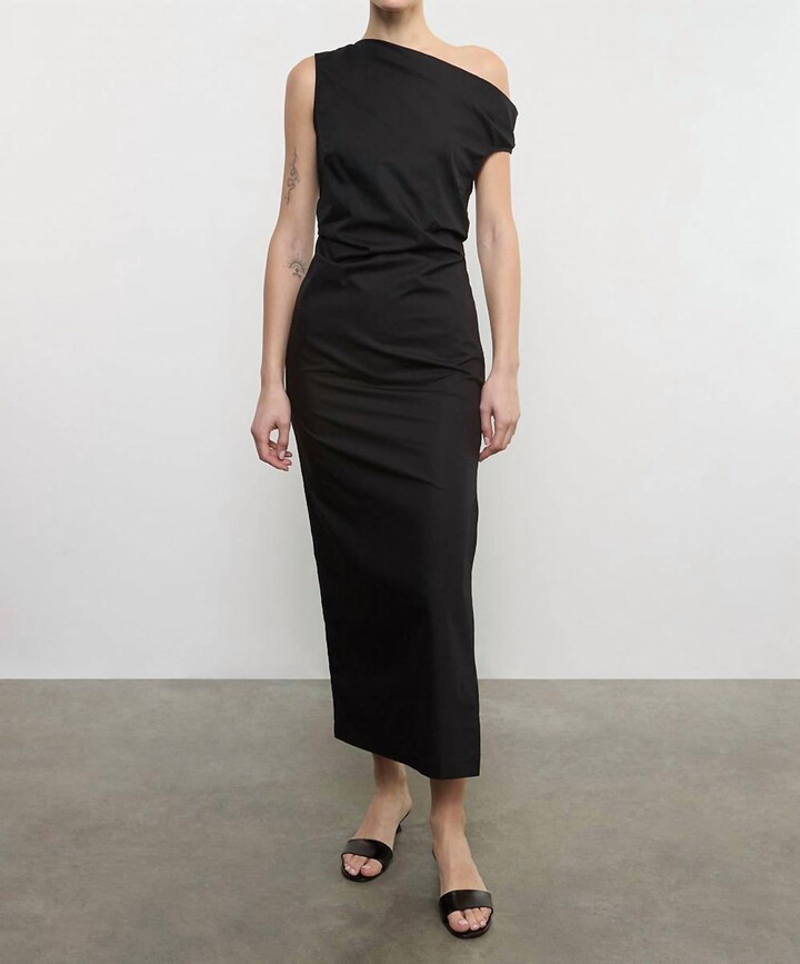 Enza Costa Poplin Sculptured Dress In Black