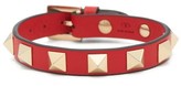 Thumbnail for your product : Valentino Garavani - Rockstud Leather Bracelet - Red