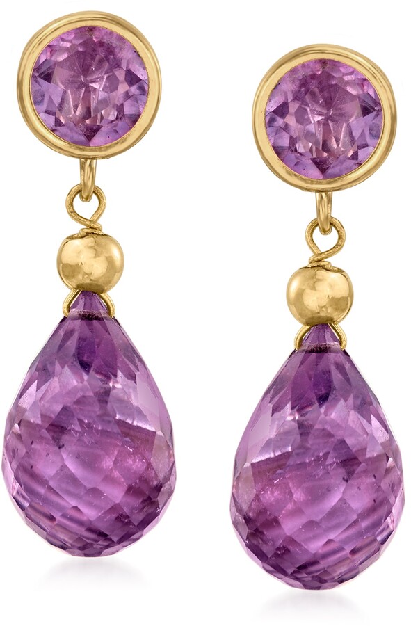 Diamond & Amethyst Drop Earrings | Shop the world's largest 