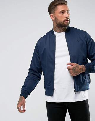 Fred Perry Tipped Bomber Jacket In Dark Blue