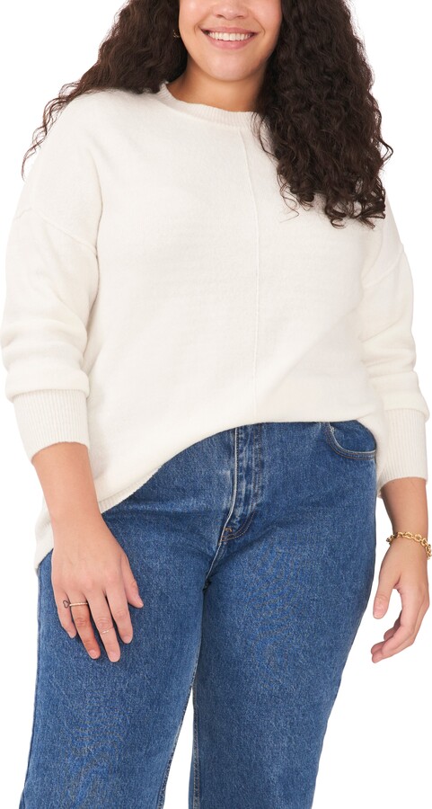 Vince Camuto Plus-Size Long Sleeve Extend Shoulder Center Front Seam Cozy Sweater