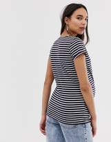 Thumbnail for your product : New Look Maternity short sleeve stripe top in blue