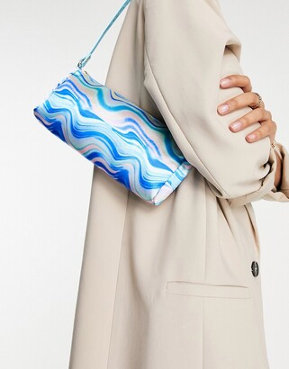 ASOS DESIGN 90s shoulder bag in powder blue croc