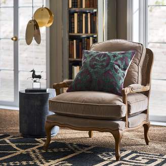 OKA Chantal French-Style Armchair, Oak Frame - Natural Linen