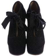 Thumbnail for your product : Charlotte Olympia Suede Laser-Cut Booties
