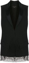 Thumbnail for your product : Kiki de Montparnasse Sleeveless Lace Hem Silk Tuxedo Jacket