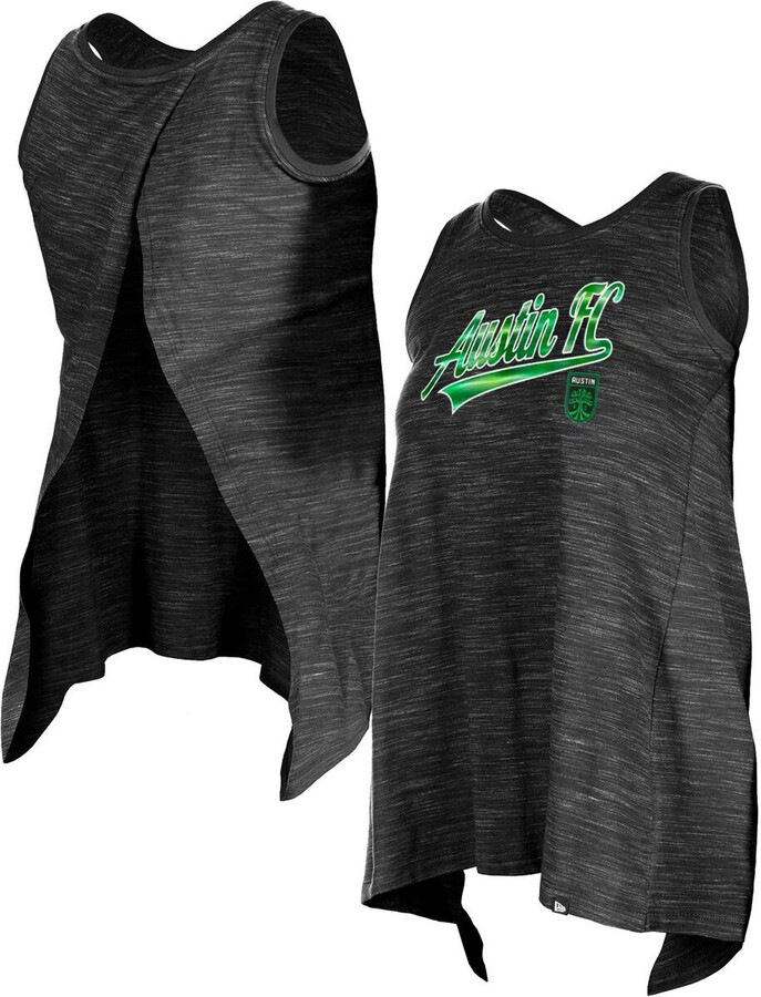 5th & Ocean Women's Black Austin Fc Athletic Cross Back Tank Top