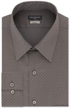 Van Heusen Men's Classic/Regular-Fit Performance Stretch Wrinkle-Free Flex-Collar Gray Geo-Print Dress Shirt