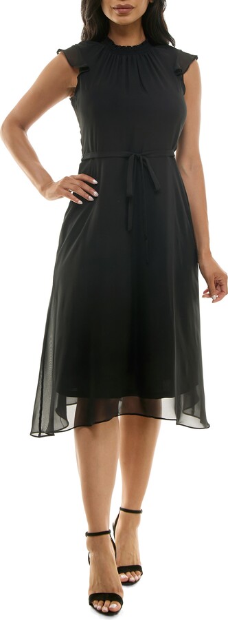 Flutter Sleeve Chiffon Midi Dress