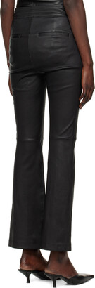 Helmut Lang Black Cropped Flare Leather Pants