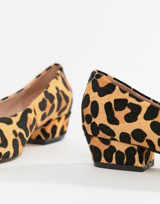 Office My Lady block heeled leopard pony block heel pumps