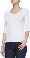 Thumbnail for your product : Neiman Marcus Majestic Paris for V-Neck Linen-Stretch Tee