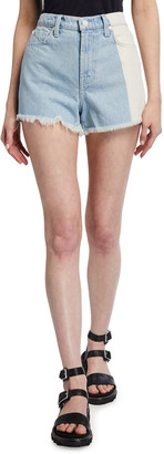 high waisted denim shorts frayed