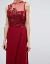 Thumbnail for your product : Little Mistress Red Lace Applique Maxi Dress
